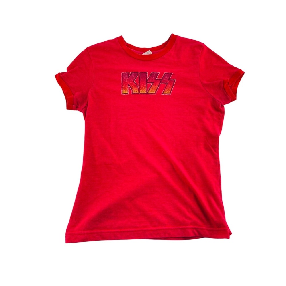 KISS Band Logo Red‎ T Shirt Women's Graphic Tee size Small
